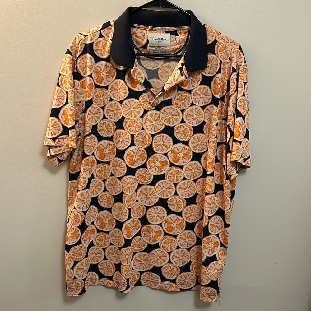 Goodfellow & Co Men’s Casual Graphic Orange Polo Shirt Size XL